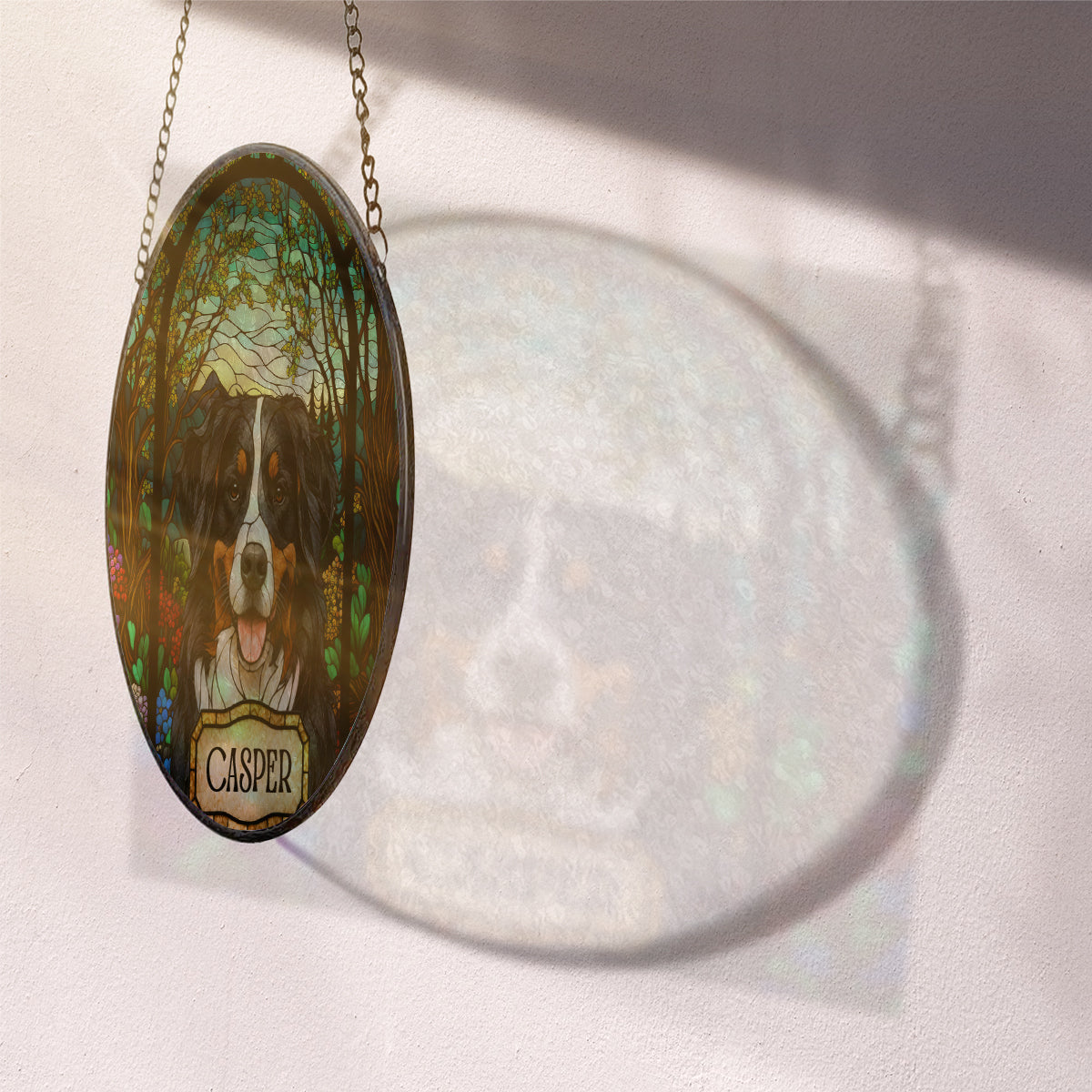 Personalized Dog Portrait Stained Glass Suncatcher, Custom Pet Memorial Cat Loss Keepsake, Memorial Gift