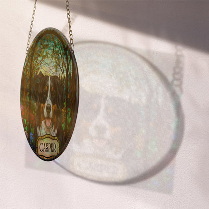 Personalized Dog Portrait Stained Glass Suncatcher, Custom Pet Memorial Cat Loss Keepsake, Memorial Gift