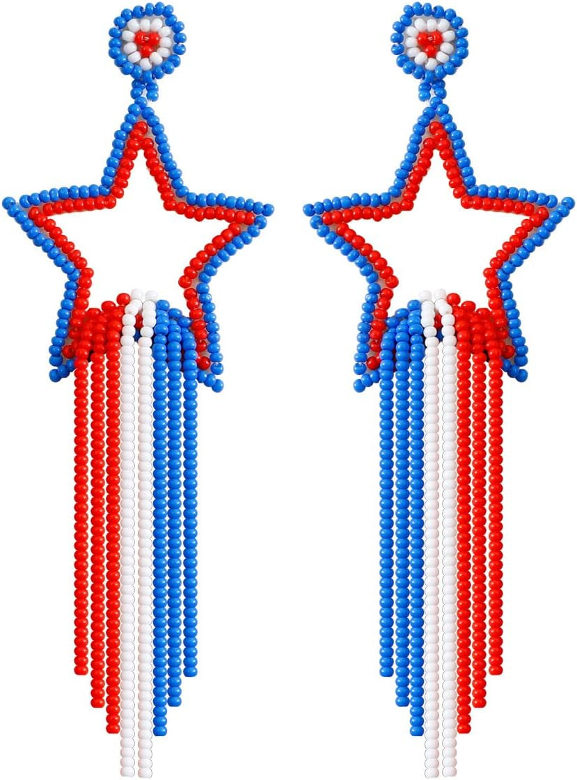 Elegant Bohemian Tassel Earrings Trump - Crafted with Seed Beads and Gold Plated Ear Hooks