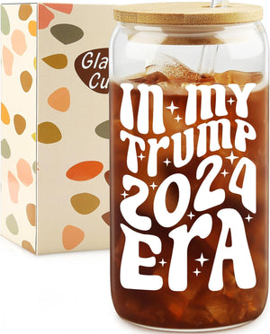 In My Trump 2024 Era Glass Cup, Gift For Trump Supporters, Election 2024