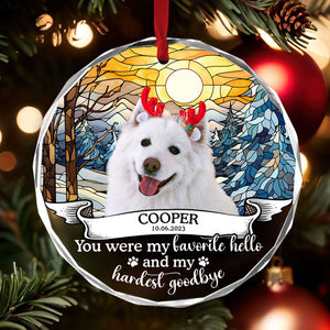 You Were My Favorite Hello And My Hardest Goodbye, Personalized Glass Ornament, Memorial Gift For Pet Lovers, Custom Photo