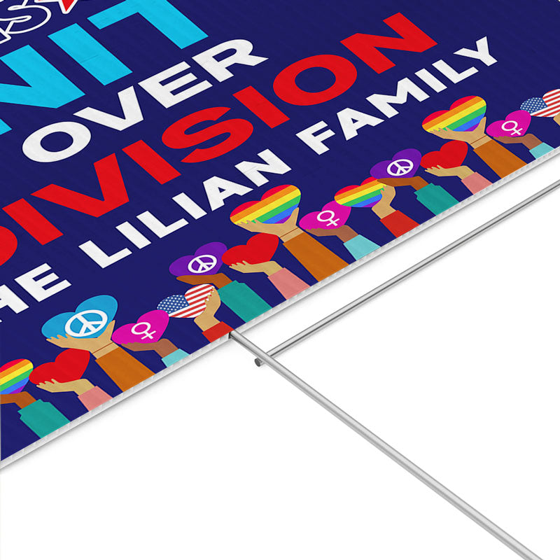 Harris Walz Unity Over Division, Personalized Yard Sign, Kamala Harris Sign, Election 2024