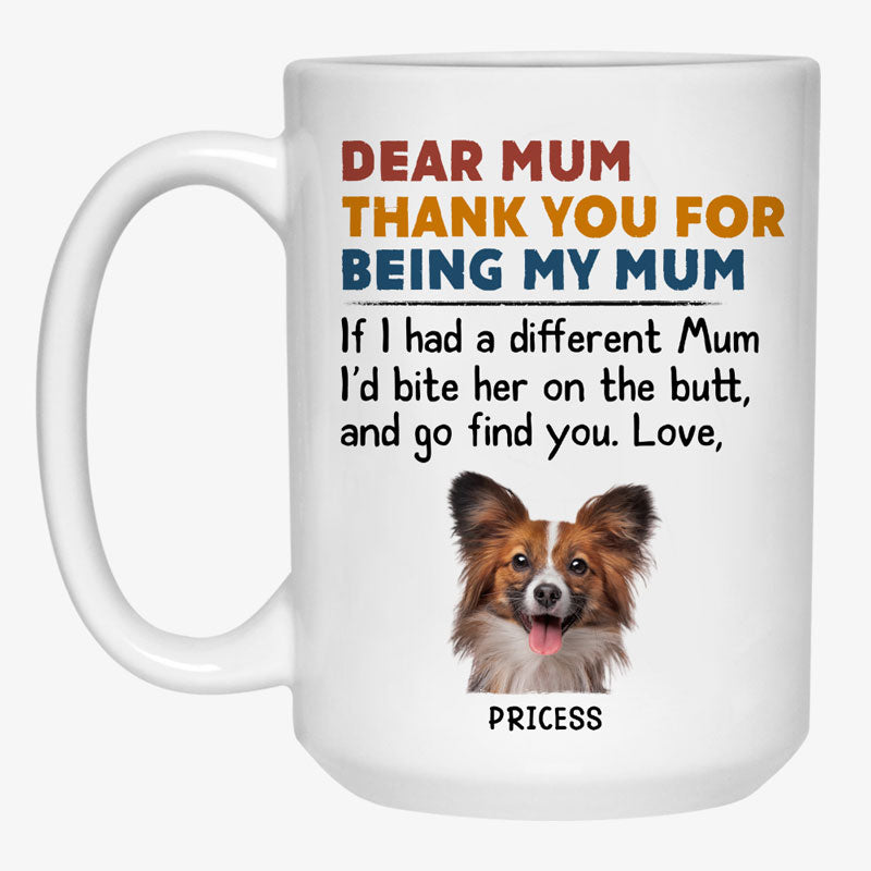 Bite Him On The Butt, Personalized Accent Mug, Gift For Dog Lovers, Custom Photo