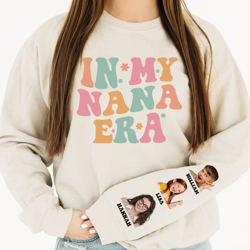 In My Mom Era, Personalized Sweatshirt With Sleeve Imprint, Custom Gifts For Mother's Day