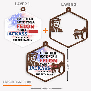 Choose Between Felon Trump And Jackass , Personalized 2 Layer Ornaments, Trump Ornaments, Election 2024