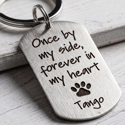 Once By My Side, Personalized Keychain, Pet Memorial Gift For Dog Lover, Custom Photo