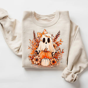 Floral Ghost Sweatshirt, Autumn Sweatshirt, Halloween Ghost Sweatshirt, Halloween Shirt