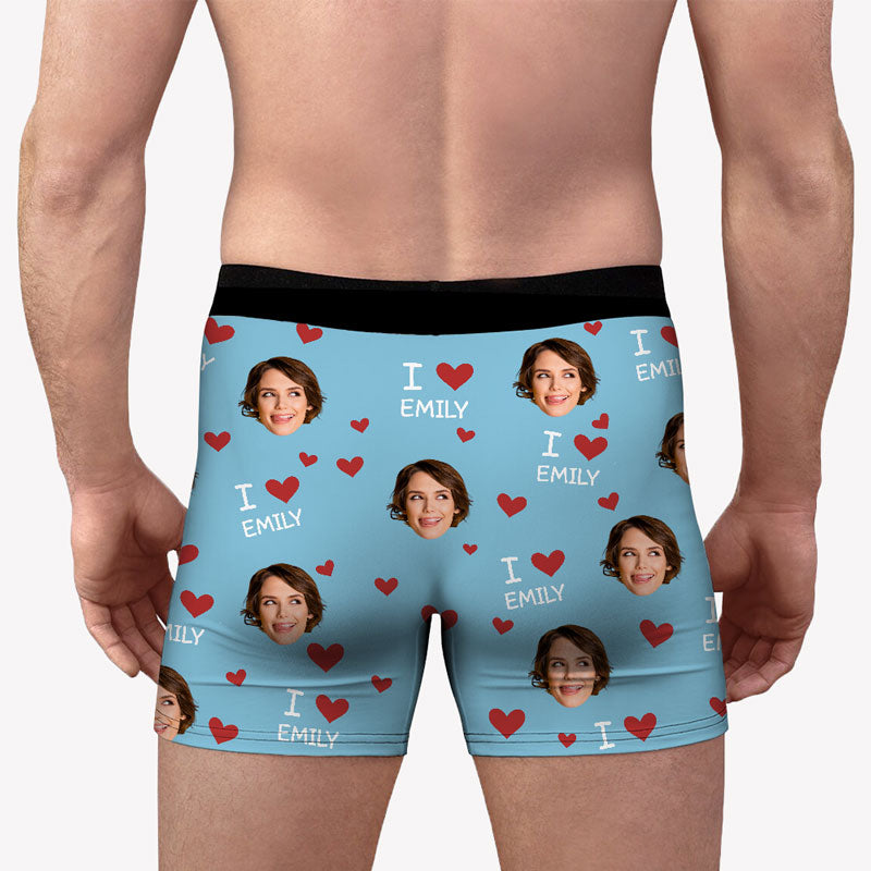 I Love My Wife 2, Personalized Boxer, Funny Valentine Gift For Him, Custom Photo