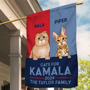 Cats For Kamala 2024, Personalized House Flag, Gift For Kamala Harris Supporters, Custom Photo, Election 2024