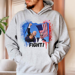 Trump Fight For The U.S, Trump Shot Light Shirt, Election 2024