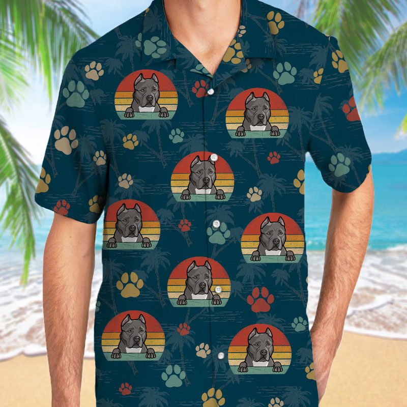 Best Dog Dad Dog Mom Vintage, Personalized Hawaiian Shirt, Gift For Dog Lovers, Custom Photo