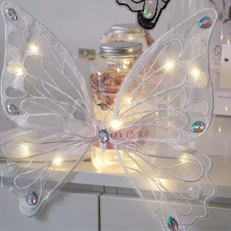 Dog and Cat Butterfly Glowing Wings, Summer Clothes for Pets, Small/Medium Dogs and Cats Halloween Costume