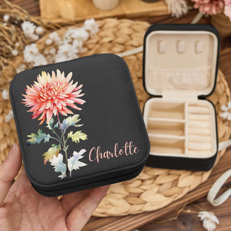 Blooms Of The Month Gift Box, Personalized Jewelry Box and Necklace, Birthday Gift, Gift For Mom