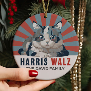 Harris Walz Cat, Personalized Ornament, Kamala Ornaments, Election 2024