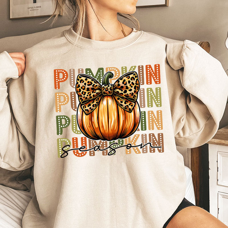 Retro Pumpkin Season Bow, Autumn Sweatshirt, Fall Girl Pumpkin Spice, Fall Vibes