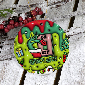 On Off Grinch Ornament, 3D Inflated Christmas Ornament, Grinch Ornament, Gift For Family