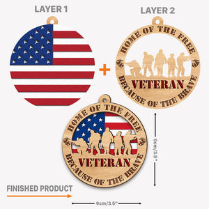 Home Of The Free Veteran, Personalized 2 Layer Ornaments, Trump Ornaments, Election 2024