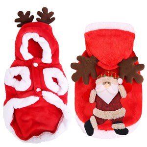 Pet Christmas Clothes Santa Claus' Reindeer Costume Winter Outfit For Small & Medium Dogs/Cats