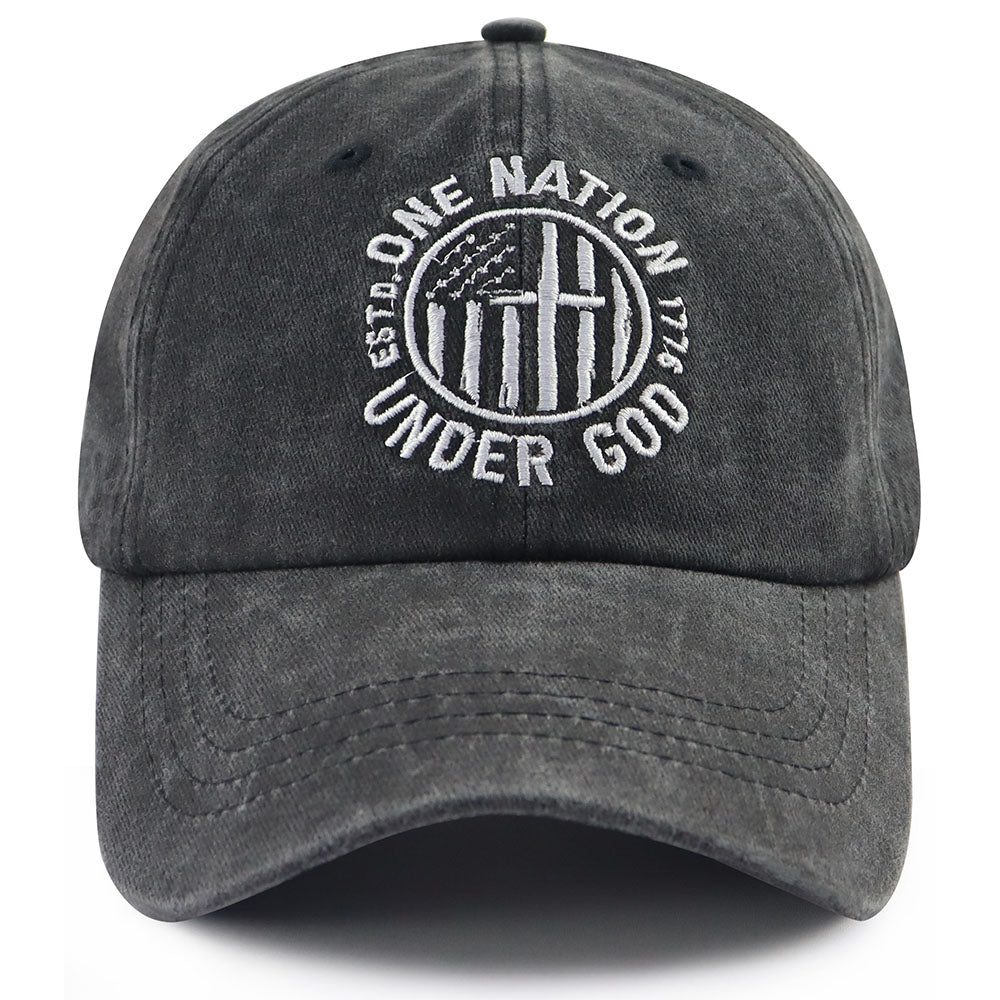 One Nation under God Baseball Cap for Women Men, Adjustable Embroidered Wash Cotton Baseball Cap