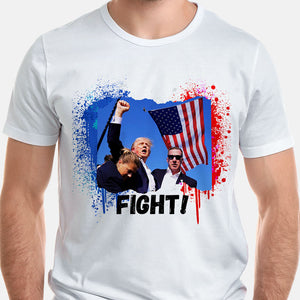 Trump Fight For The U.S, Trump Shot Light Shirt, Election 2024