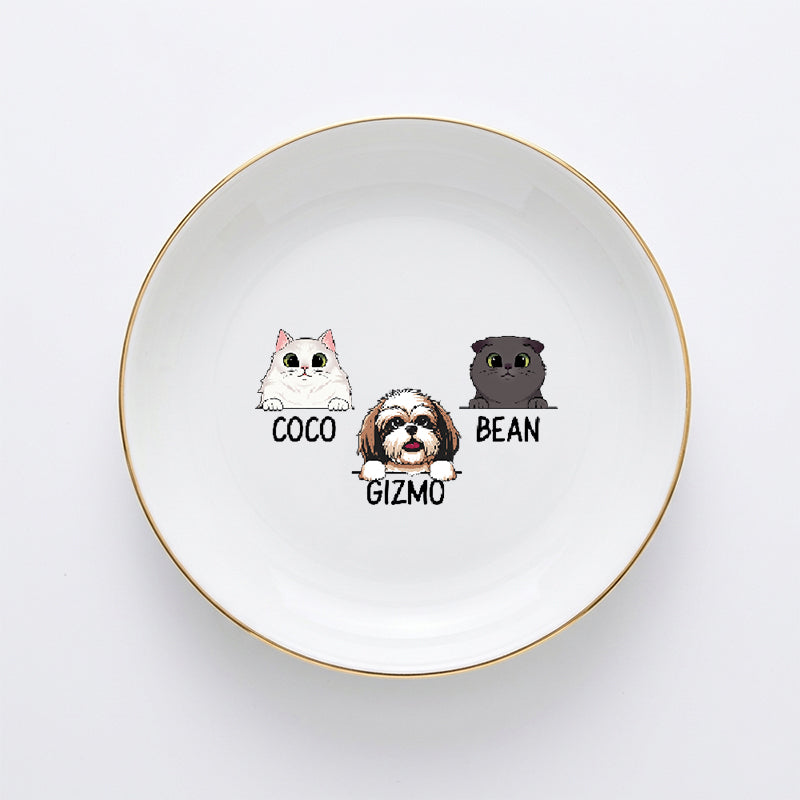 Personalized Pet Trinket Dish, Custom Cat & Dog Name Jewelry Dish, Pet Lover Gift, Cute Pet Ring Dish, Custom Pet Dish