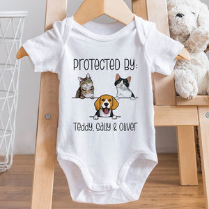 Baby Protected By Pet, Personalized Baby Clothes, Custom Baby Onesies, Baby Shower Gifts