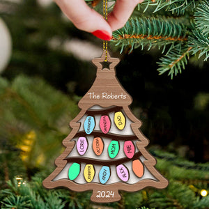 Family Christmas Tree Ornament 2024, Personalized Ornament, Christmas 2 Layers Wooden Ornament, Christmas Gift