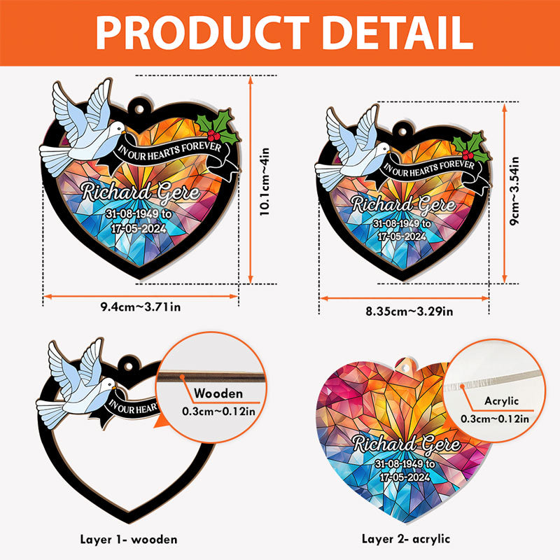 In Our Heart Forever, Personalized Memorial Suncatcher, Memorial Ornament For Loss Of Loved One