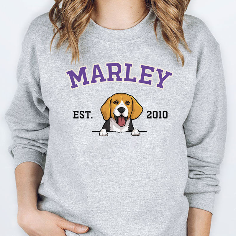 Peeking Dog Varsity Style, Personalized Shirt, Custom Gifts For Dog Lovers