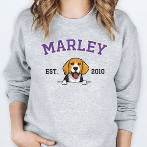 Peeking Dog Varsity Style, Personalized Shirt, Custom Gifts For Dog Lovers