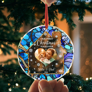 Our First Christmas Together, Personalized Glass Ornament, Gift For Pet Lovers, Family Gift, Gift For Couple, Custom Photo