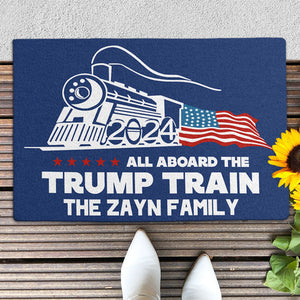 All Aboard The Trump Train, Personalized Doormat, Trump Doormat, Gift For Trump Fans, Home Decoration, Election 2024