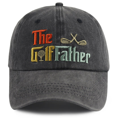 Golf Father Hat for Men, Adjustable Embroidered Wash Cotton Baseball Cap