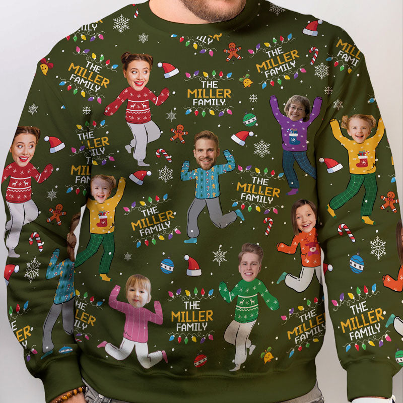 Custom Face Family Member, Personalized All-Over-Print Sweatshirt, Funny Ugly Sweater, Custom Photo