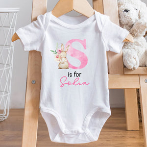 Rabbit Initial Baby, Personalized Baby Clothes, Custom Baby Onesies, Baby Shower Gifts