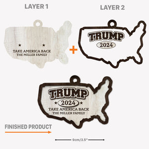 US Map Trump Nation, Personalized 2 Layer Ornaments, Trump Ornaments, Election 2024