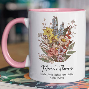 Flower Bouquet Mug, Personalized Accent Mug, Mother's Day Gifts