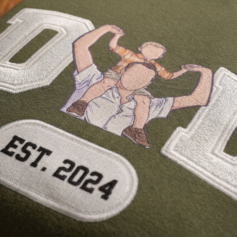 Dad Est, Faux Embroidery Personalized Shirt Tee, Gift For Dad