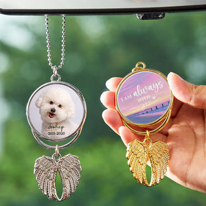 I Am Always With You, Personalized Angel Wings Keychain, Car Hanger, Custom Photo