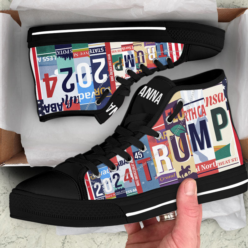 Trump Make America Great Again 2024 High Top Shoes, Personalized Trump Sneakers, Trump Shoes, Election 2024