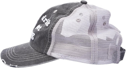 Hold My Drink I Gotta Pet This Dog Embroidered Distressed Trucker Cap Black