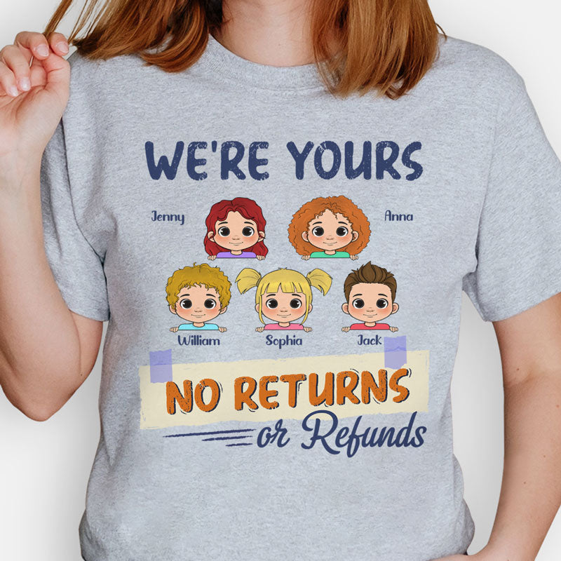 No Returns Or Refunds Peeking Kids, Personalized Shirt, Funny Gift For Dad, Mom, Grandma, Grandpa, Custom Photo