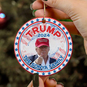 Make America Great Again Trump Picture US Stars, Personalized Ornaments, Trump Ornament, Election 2024