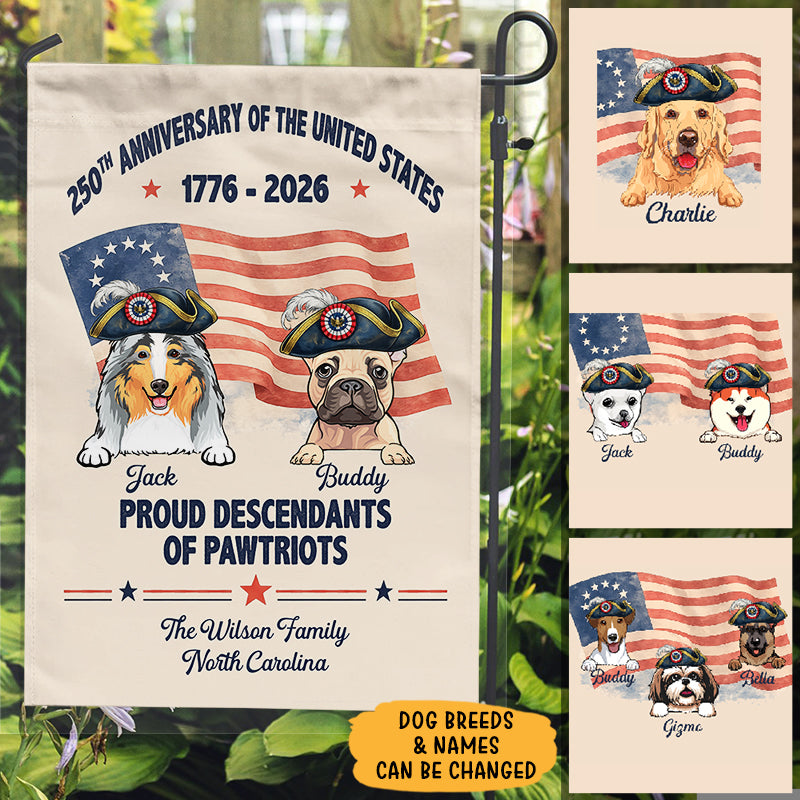 250th Anniversary USA Dog Flag Personalized, Custom Pawtriot Pet Garden Flag, Patriotic Flag, Personalized Garden Flags, Decoration For Dog Lovers