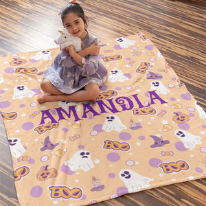 Halloween Ghost Blanket, Spooky Decor, Personalized Baby Blanket, Baby Shower Gift, Newborn Gift