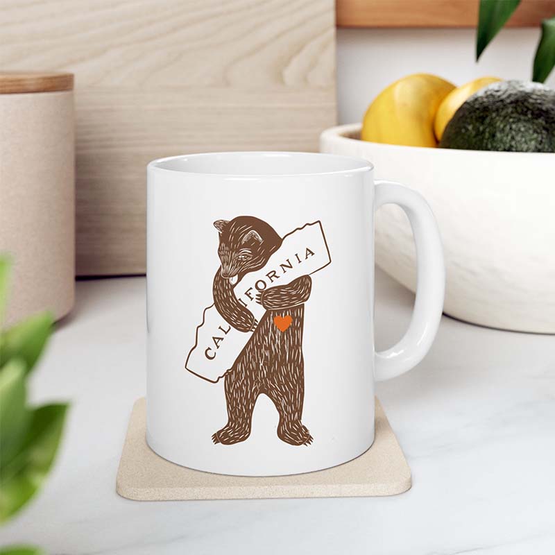 Bear Hugging California Mug, Wildfire California Mug, Calamity Mug
