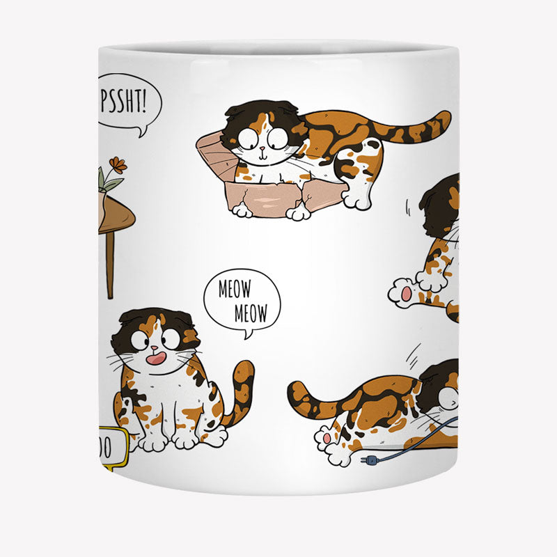 Mischievous Cat Mug, Personalized Ceramic Mug, Gift For Cat Lovers