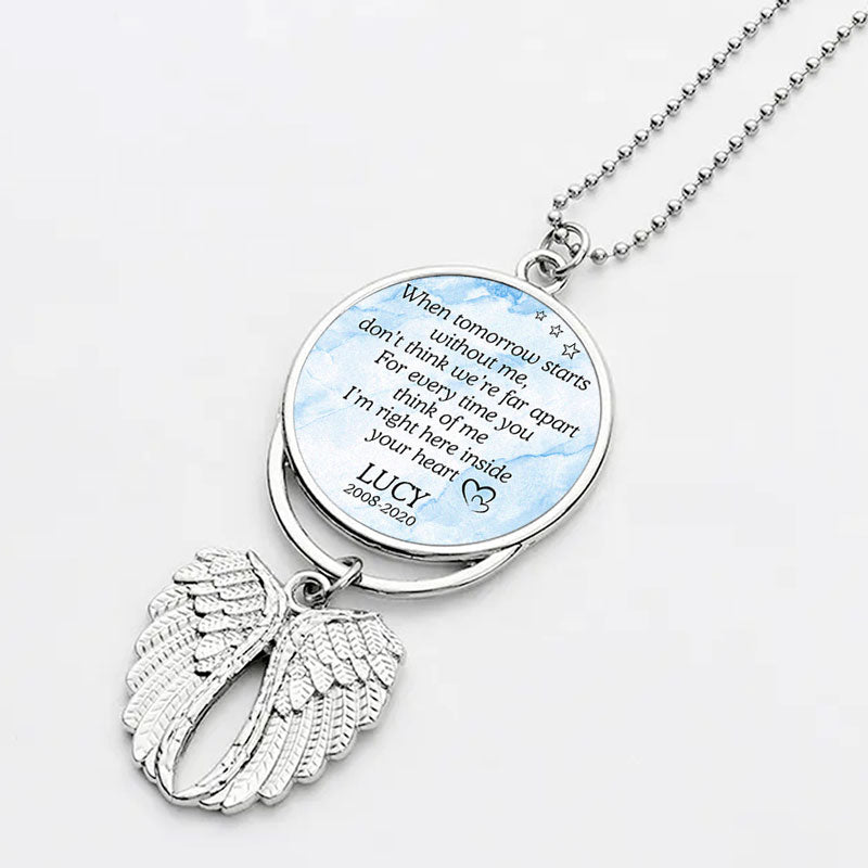 Inside Your Heart, Personalized Angel Wings Keychain, Car Hanger, Custom Photo