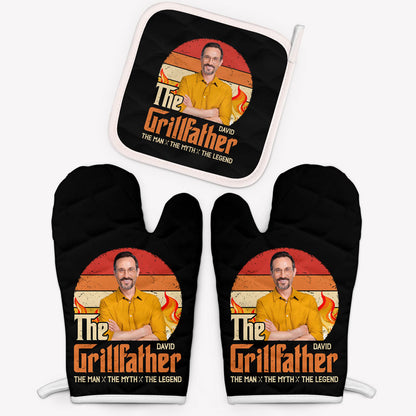 The GrillFather The Man The Myth The Legend, Personalized Oven Mitt, Father's Day Gifts, Custom Photo