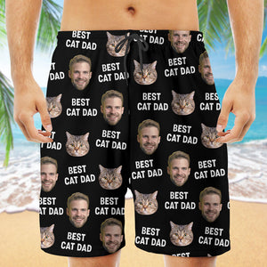 Best Dad Mom Custom Face, Personalized Beach Shorts, Gift For Pet Lovers, Custom Photo